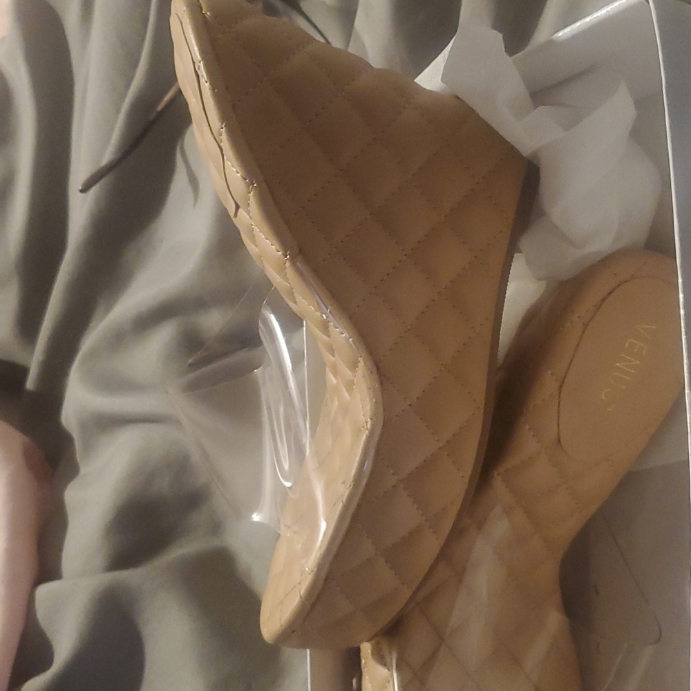 clear and nude wedge sandals size 9..like new...wore for 2 hours